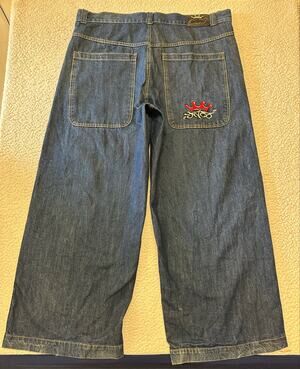 JNCO 85 Red Crown Wide Leg Denim Jeans Size 40